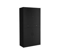Rangement de bureau - TECTAKE - Armoire métallique de classement COSMO verrouillable avec 2 tiroirs - 40 x 80 x 180 cm - Noir/Noir