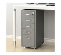 Armoire de classement en métal verrouillable à 5 tiroirs - Solution de rangement sous le bureau pour dossiers juridiques, lettres, A4 - Entièrement assemblée avec roulettes pour bureau à domicile