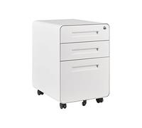 Armoire de classement mobile à 3 tiroirs avec clé de verrouillage et roulette en métal pour bureau à domicile, armoire d'archivage design anti-basculement