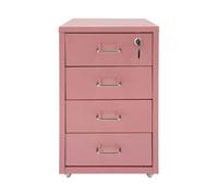 Armoire de classement mobile à 4 tiroirs avec serrure, rose, 41 x 48 cm, rangement sous le bureau, classeur avec tiroir profond pour bureau, maison ou bureau