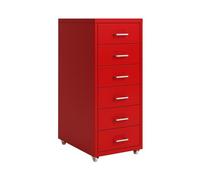 Armoire de classement mobile à roulettes en métal avec 3 tiroirs verticaux - Solution de rangement moderne rouge pour la maison/le bureau - Économie d'espace pour documents et accessoires