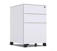 Armoire de classement mobile en métal avec serrure, 3 tiroirs de rangement sous le bureau, blanc/noir, coffre en fer durable pour bureau à domicile (39 x 45 x 60 cm)