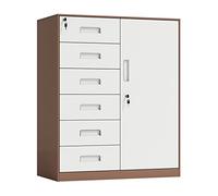 Armoire de classement verticale avec serrure - Armoire de rangement de bureau en acier à 6 tiroirs - Armoire de rangement basse pour la maison ou le bureau - Armoire sécurisée pour des solutions de