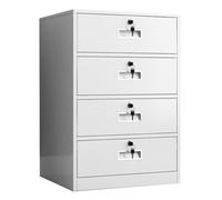 Armoire de classement verticale en acier à 4 tiroirs verrouillable pour bureau à domicile ou pour ranger sous le bureau A4/juridique/lettres - Blanc