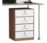 Armoire de classement verticale verrouillable à 4 tiroirs en métal pour bureau à domicile, meuble de rangement en acier peu encombrant pour dossiers A4/juridiques/lettres, marron