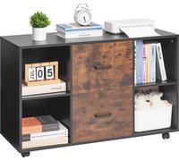 VEVOR Meuble Classeur Mobile en Bois à 2 Tiroirs avec Étagères Ouvertes Bureau