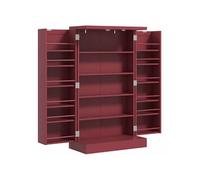 Armoire de cuisine 2 portes total 14 étagères - dim. 60L x 30l x 104H cm - MDF bordeaux Rouge G