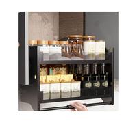 Armoire de cuisine à 2 étages avec panier à épices et panier de bol - Rangement mural peu encombrant pour maison, bar et café (700 mm)