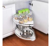 Armoire de cuisine à 2 niveaux, carrousel double étagère, pour garde-manger, étagère carrousel de rangement, pour armoires de 800 mm-900 mm, avec fermeture douce (ouverture à droite)