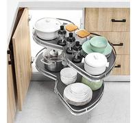 Armoire de Cuisine à 2 Niveaux, Organiseur d'armoire Coulissant, tiroir d'angle Aveugle de Cuisine, tiroir d'angle en Forme de Soucoupe Volante, pour Armoire de 20 x 34 x 16,5 Pouces, pour Garde-Man