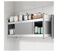 Armoire de cuisine à porte coulissante en acier inoxydable - Étagère murale décorative pour salle à manger, salle de bain, salon - Gris (100 x 35 x 40 cm) - Solution de rangement moderne