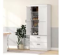 Armoire de cuisine - AKOZON - 10357 - 2 tiroirs - étagères réglables - Gris 75x39x178 cm