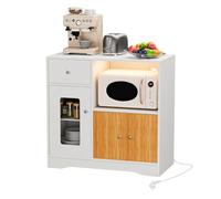 Armoire de cuisine avec étagère à micro-ondes, armoire de cuisine avec plan de travail avec prise 2AC 2USB, buffet de cuisine avec 1 tiroirs, armoire de rangement avec lumière pour salle à manger, 83