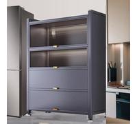 Armoire de cuisine avec étagère pour micro-ondes et portes rabattables pour le rangement - Idéal pour cuisine, salle à manger, salon et terrasse