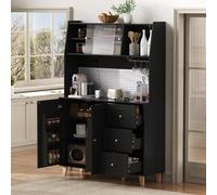 Armoire de cuisine avec plan de travail - 120 × 40 × 184 cm - Buffet de cuisine - Armoire haute avec ports de charge, porte-verres et espace de rangement - Armoire multi-usages pour cuisine et salle à
