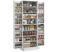 Armoire de cuisine buffet cuisine - HOMCOM - placards, étagère réglable et porte-épices - 60 x 35 x 166 cm - blanc