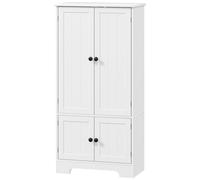 HomCom Armoire de cuisine Buffet haut style champêtre chic, 4 portes, 4 niveaux, 58x30x123 cm, blanc