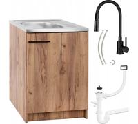 Armoire de cuisine Chêne 60x60 Evier Deante Noir Flexible 2in1 Siphon