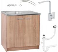 Armoire de Cuisine Chêne Sonoma 80 x 50 Evier Robinet Cersanit Chrome Fixtures