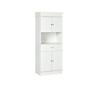 HOMCOM Buffet de Cuisine Armoire de Cuisine contemporaine Multi-Rangement 4 Portes tiroir Coulissant et Grand Plateau dim. 74L x 39l x 183H cm Bois Blanc