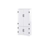 HOMCOM Armoire de cuisine contemporaine multi-rangements 2 placards 3 étagères MDF panneaux particules blanc