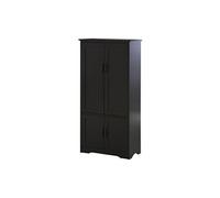 HOMCOM Armoire de cuisine contemporaine multi-rangements 2 placards 3 étagères MDF panneaux particules noir