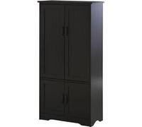 HOMCOM Armoire de cuisine contemporaine multi-rangements 2 placards 3 étagères MDF panneaux particules noir