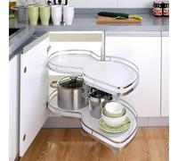 Armoire de cuisine coulissante à 2 niveaux nizer BlinCorner Carrousel à fermeture douce pour cabine de 800 mm x 900 mm Ouverture droite à gauche Double étagère Sto Solut SpaceSaviDesign