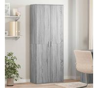 Armoire de cuisine élégante à 2 portes - Armoire de rangement durable en bois gris béton pour balais et essentiels 70 x 35 x 180 cm