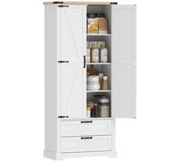 Armoire de cuisine - HOMCOM - 2 portes, 2 tiroirs, étagères réglables - 76x40x180cm - panneaux de particules - blanc