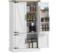 Armoire de cuisine - HOMCOM - 4 portes, 6 porte-épices et étagères réglables - MDF - 76,3 x 40 x 136 cm - blanc