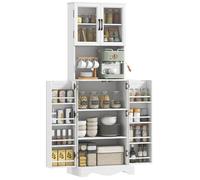 Armoire de cuisine - HOMCOM - 4 portes 8 porte-épices plan de travail - panneau de particules - 60x39,5x179,6cm - blanc