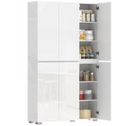 HOMCOM Buffet Haut Cuisine Armoire de Cuisine à Haute Brillance vaisselier 6 Portes à Fermeture Douce 12 Compartiments étagères réglables Meuble Rangement pour Salon Salle à Manger 120x34x200cm Blanc