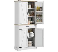 Armoire de cuisine - HOMCOM - buffet cuisine 4 portes 6 étagères à porte 1 tiroir et étagères réglables - 76,5 x 40 x 181 cm blanc