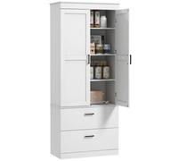 Armoire de cuisine HOMCOM buffet cuisine vaisselier meuble de rangement moderne avec placard 2 tiroirs et étagères réglables, gris