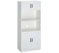 Armoire de cuisine HOMCOM - buffet haut avec niche micro-ondes, 4 portes, étagère ajustable - blanc