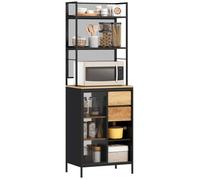 Armoire de cuisine - HOMCOM - plan de travail, tiroirs et étagères ouvertes - panneau de particules - 60x40x180cm - bois naturel