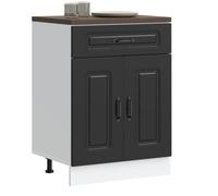 Armoire de cuisine Kalmar noir bois d'ingénierie meuble bas d'évier vidaXL