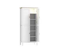 HomCom Buffet de cuisine LED réglable, détecteur de mouvement, 2 portes, étagères réglables, Blanc