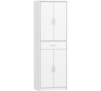 Armoire de cuisine multi-rangement - 4 portes, 2 étagères, tiroir - dim. 60 x 35 x 180 cm - effet bois blanc Blanc G