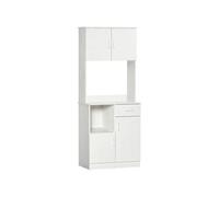 Homcom Armoire De Cuisine Multi-Rangements 4 Portes 1 Tiroirs Étagère + Grand Plateau 71 X 41 X 178 Cm Mdf Blanc Blanc