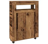 Armoire de cuisine, multifonction, étroite, avec roulettes, aspect bois recyclé, pour couloir, atelier, extérieur, bureau