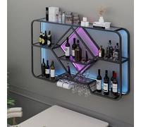Armoire de cuisine murale avec support pour verres à vin, rangement d'alcool, étagères de bar, support de verre à vin suspendu, étagère pour bouteilles d'alcool, parfait pour la maison ou le bar
