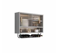 Armoire de cuisine murale en alliage d'aluminium avec rangement en verre, portes montantes en métal, solution polyvalente pour économiser de l'espace pour salle de bain, cuisine et chambre à coucher.