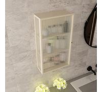 Armoire de cuisine murale en métal noir avec porte en verre - 3 niveaux de rangement peu encombrant pour salle de bain, cuisine, toilettes et décoration d'intérieur - Solution de rangement élégante.