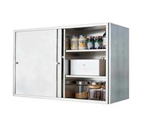 Armoire de cuisine murale robuste en acier inoxydable avec porte coulissante Étagère de rangement polyvalente pour garage, bureau, salle de bain, balcon 80 x 25 x 50 cm