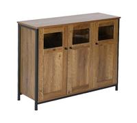Armoire de Cuisine Relaxdays avec Portes vitrées, H x L x P : 75 x 100 x 35 cm, Buffet Cuisine, anrichte Bois, Brun/Noir