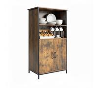 Armoire de Cuisine Relaxdays, Style Industriel, étagère avec Portes, H x L x P : 124,5 x 60 x 30 cm, Vintage, Marron
