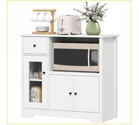 Armoire de Cuisine Sideboard - HOMCOM - Rangement Micro-ondes, 3 Portes, 1 Tiroir, Étagères Ajustables - Blanc