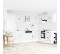 Armoire de cuisine vidaXL """"Lucca"""" avec doubles éviers laque blanche en bois d'ingénierie